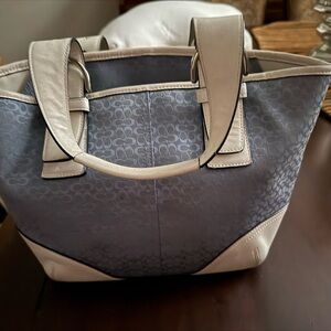 Coach Two-Tone Blue and Cream Tote